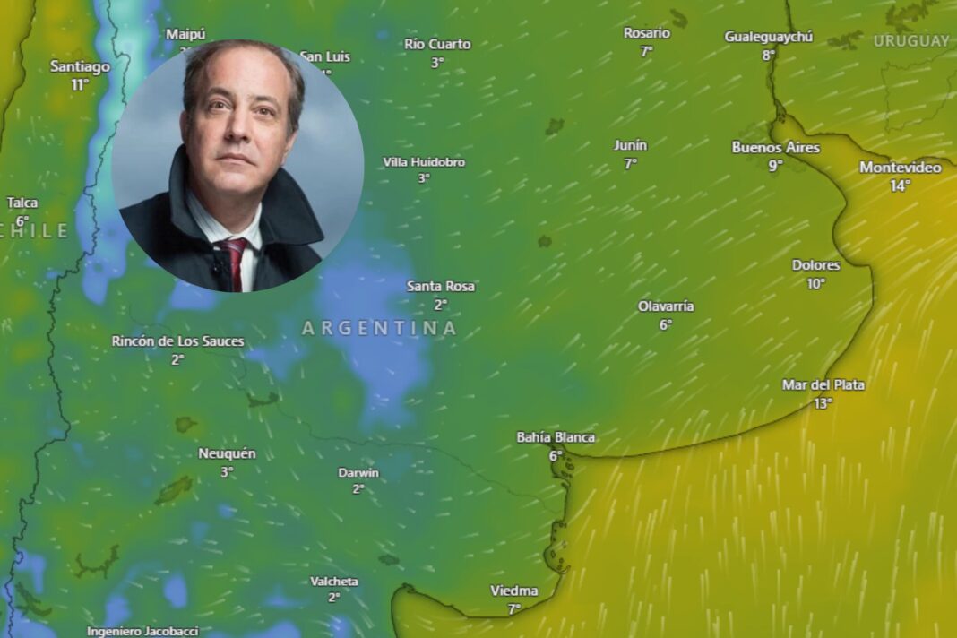Imagen representativa del clima en el AMBA con cielo nublado y personas abrigadas
