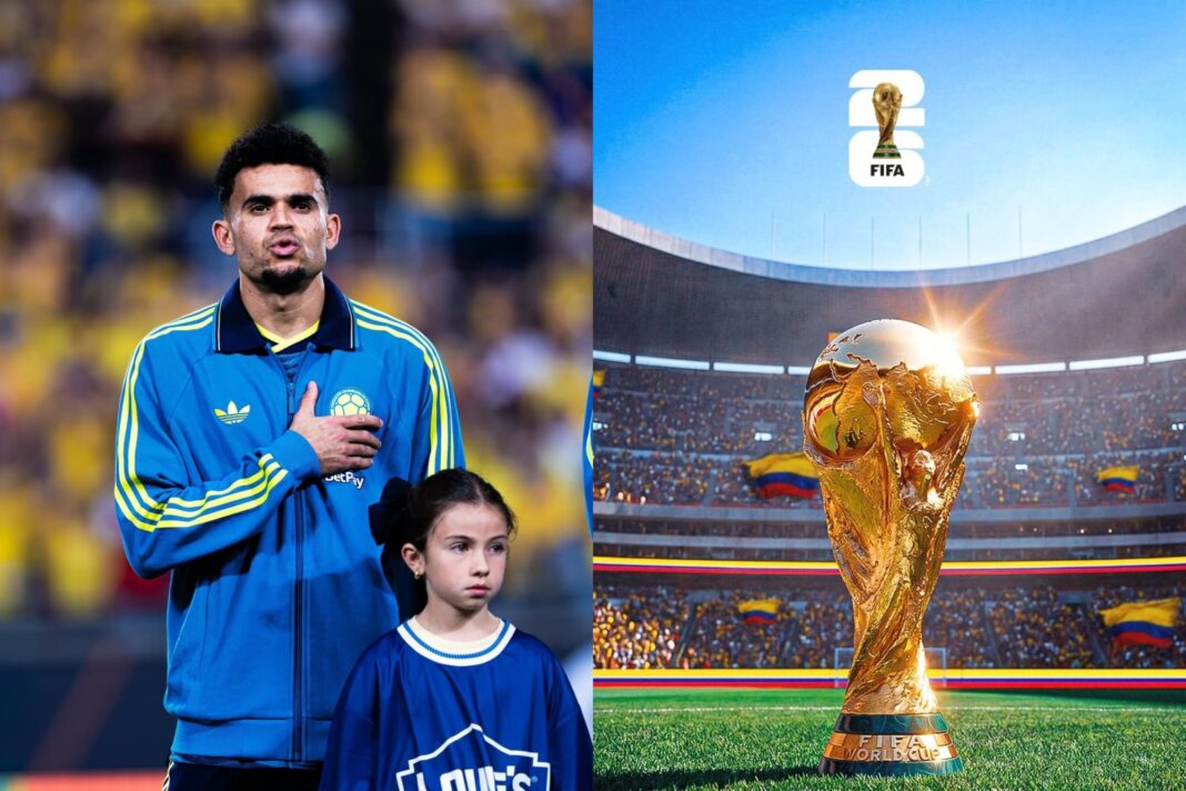 Jugadores de la selección colombiana celebrando un gol durante un partido de eliminatorias mundialistas