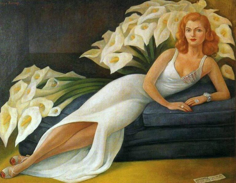 Obra de arte de Frida Kahlo o Diego Rivera, representantes del arte mexicano.