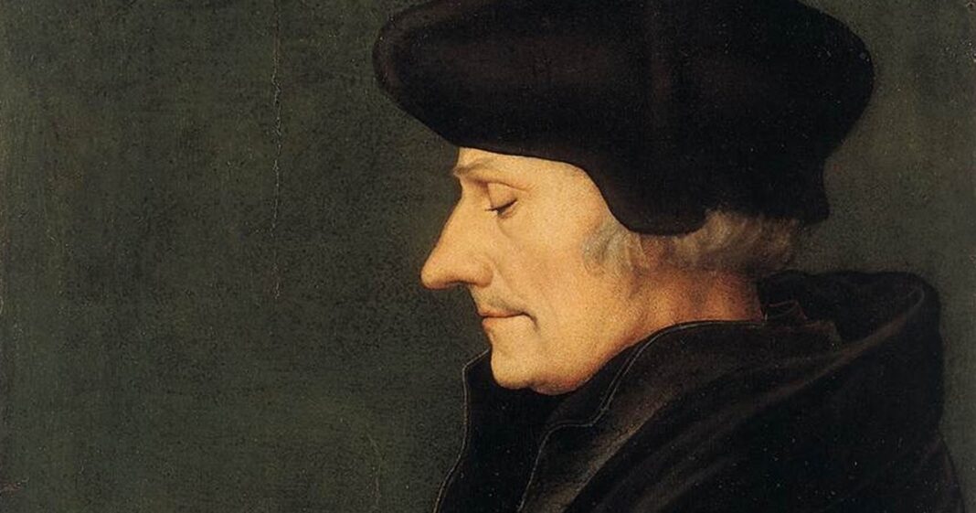 Retrato de Erasmo de Rotterdam, filósofo humanista del Renacimiento