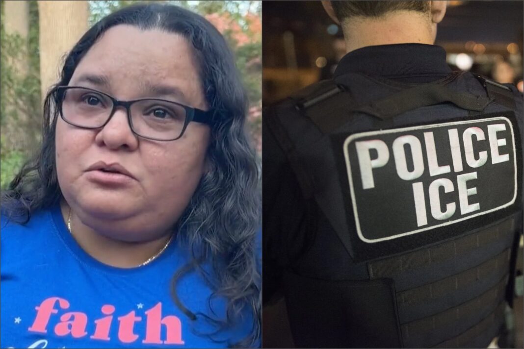 Ilustración de una persona frente a una pantalla con iconos de inteligencia artificial y justicia, representando una estafa digital.