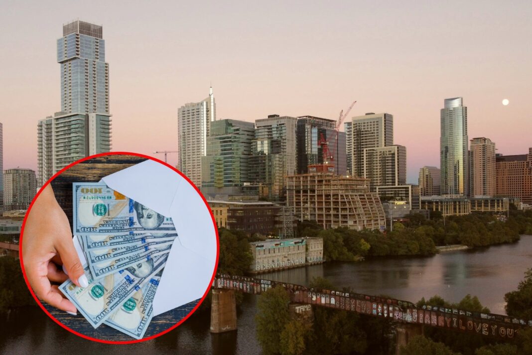 Mapa o gráfico ilustrativo de Texas destacando la ciudad de San Antonio en relación al costo de vida.