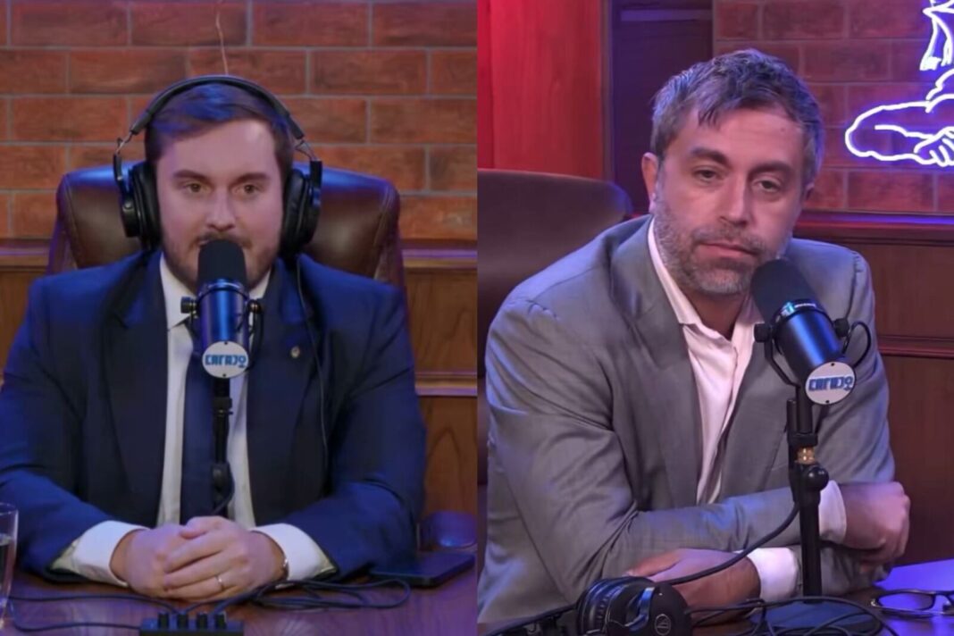 Felipe Núñez y Federico Furiase, funcionarios del BICE y Finanzas, durante una presentación.