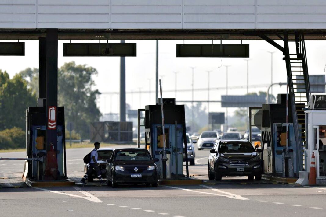 Mapa de rutas nacionales de Argentina con señal de peaje