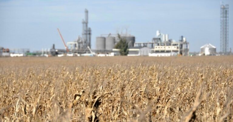 Maquinaria agrícola en un campo argentino, representando el sector agroindustrial