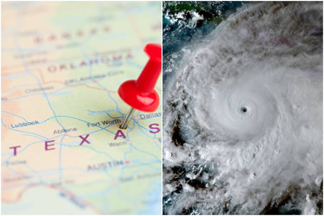 Mapa climático mostrando la transición de La Niña a El Niño y su posible impacto en la costa de Texas.