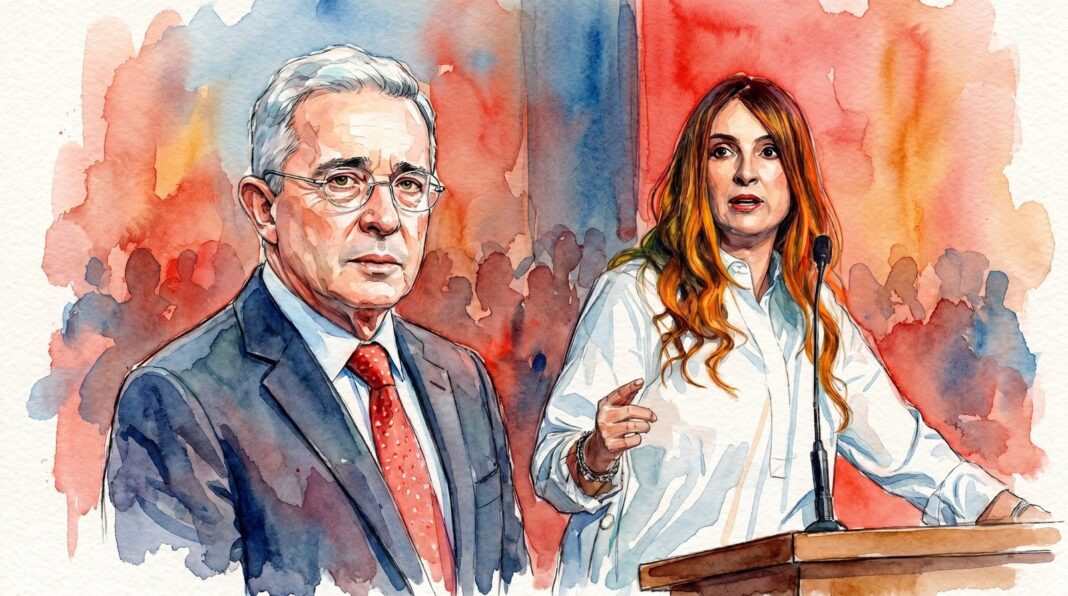 Álvaro Uribe y Paloma Valencia en declaraciones a la prensa