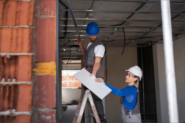 Trabajadores de la construcción en una obra en Estados Unidos
