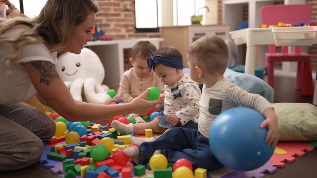 Niños en un aula de jardín de infantes en Argentina