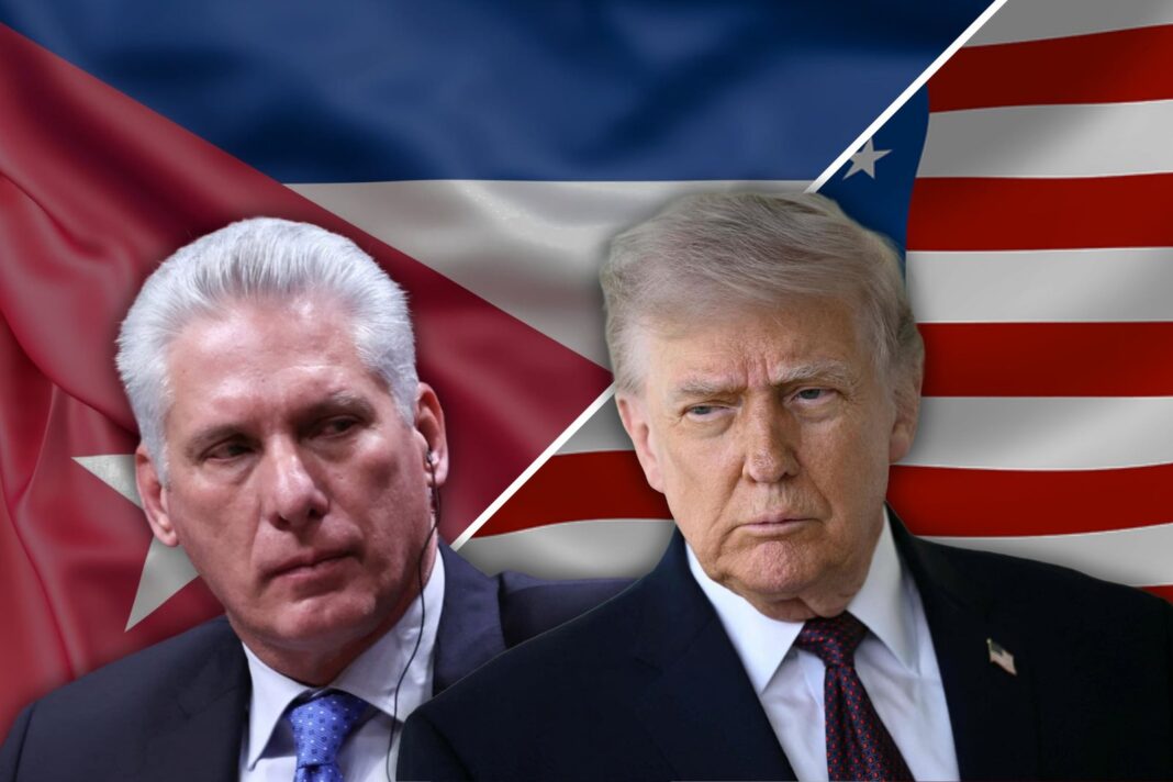 Bandera de Estados Unidos y de Cuba