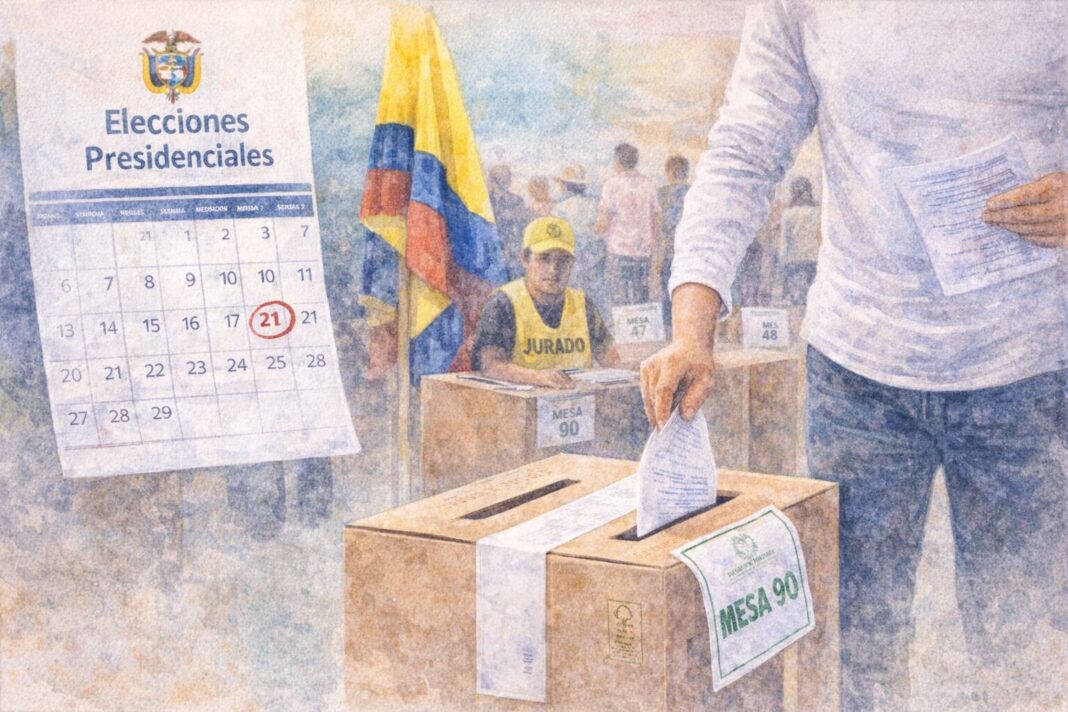 Urna electoral y tarjetón de segunda vuelta presidencial Colombia 2026
