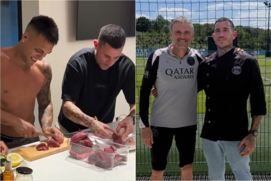 Ramón Guillén cocinando junto a Lautaro Martínez