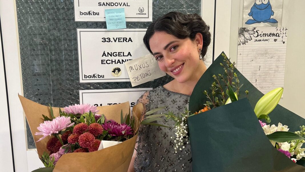 Ángela Echaniz en el rodaje de La Promesa