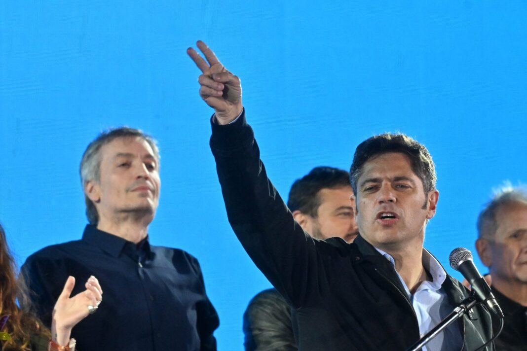 Axel Kicillof y Máximo Kirchner en un acto político