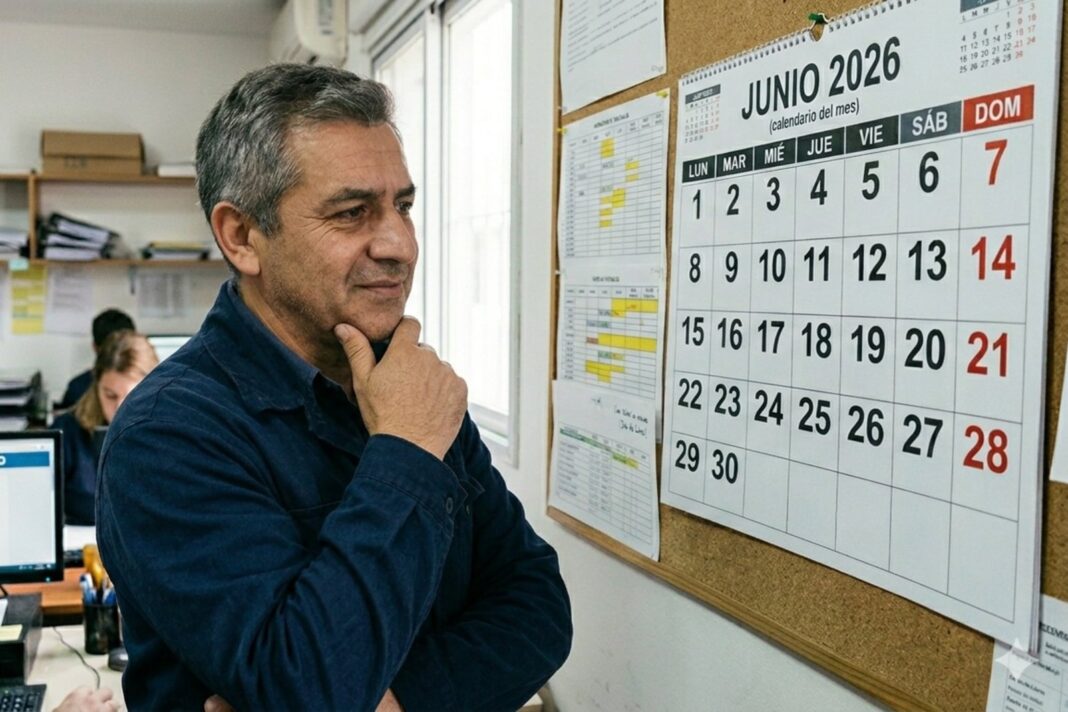 Calendario con fecha 30 de junio y billetes de peso argentino