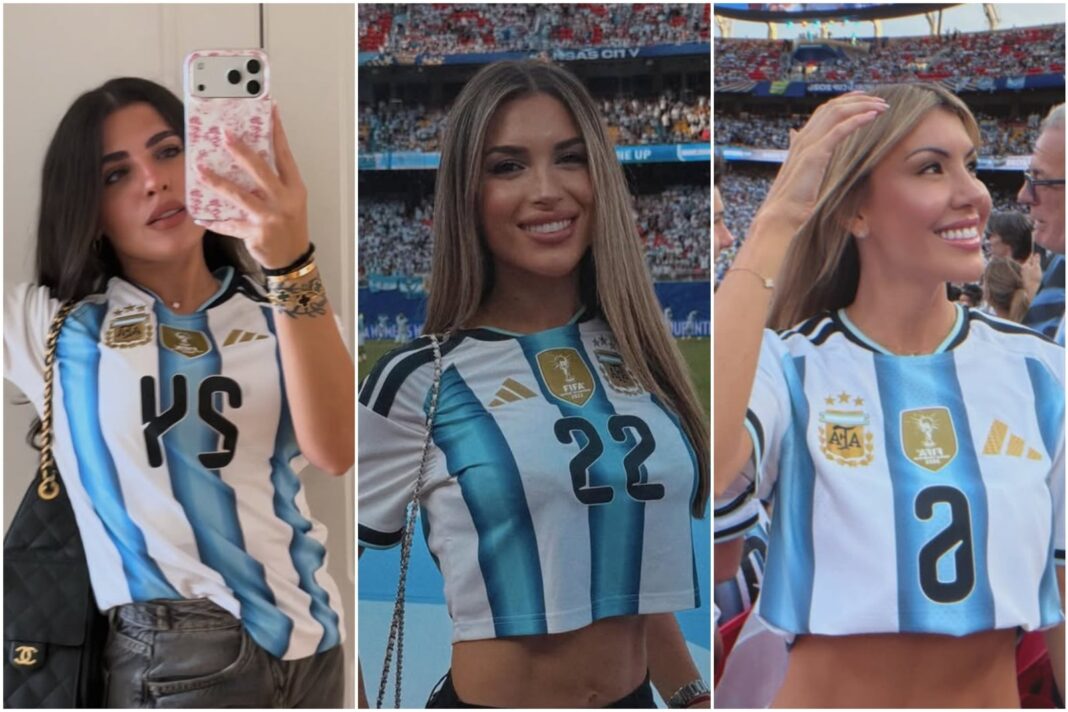 Fotografía de una de las esposas de los jugadores de la Selección Argentina con su familia en el Día del Padre