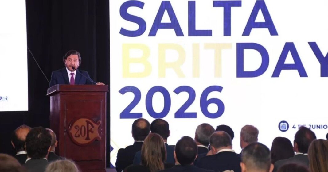 Gobernador Gustavo Sáenz durante el BRITDAY 2026 en Salta