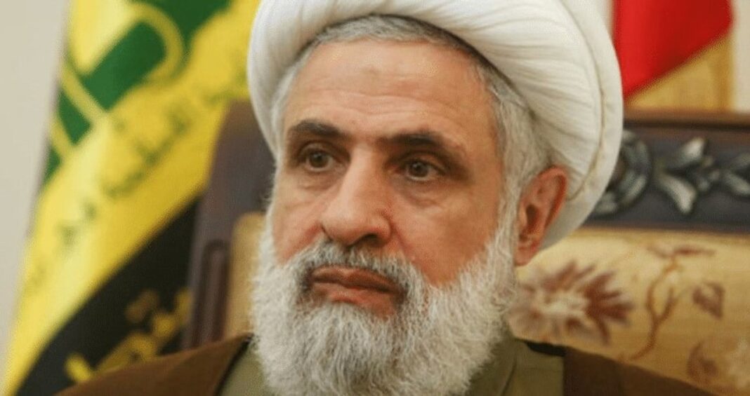 Líder de Hezbolá Naim Qassem en discurso televisado