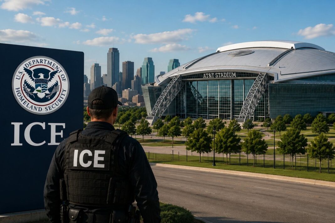 Agentes del ICE en las inmediaciones del AT&T Stadium durante el Mundial 2026