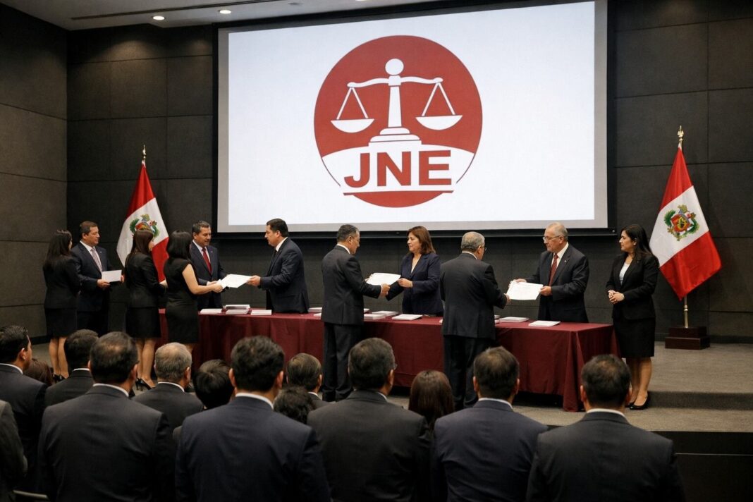 Ceremonia de entrega de credenciales a diputados electos por el JNE en Miraflores