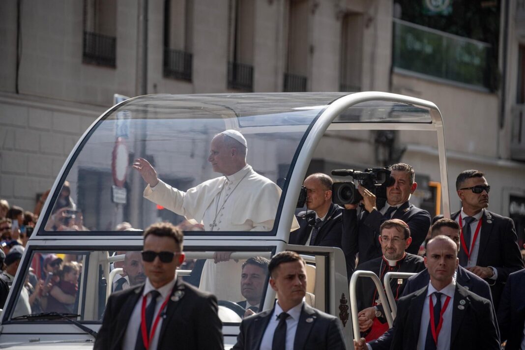 Papa León XIV durante su visita a Madrid