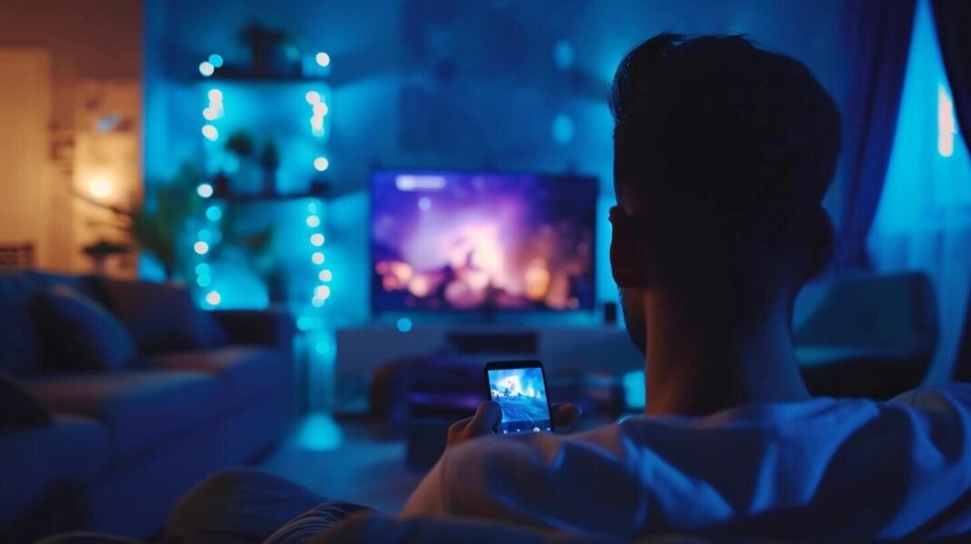 Adulto viendo dibujos animados clásicos en una pantalla