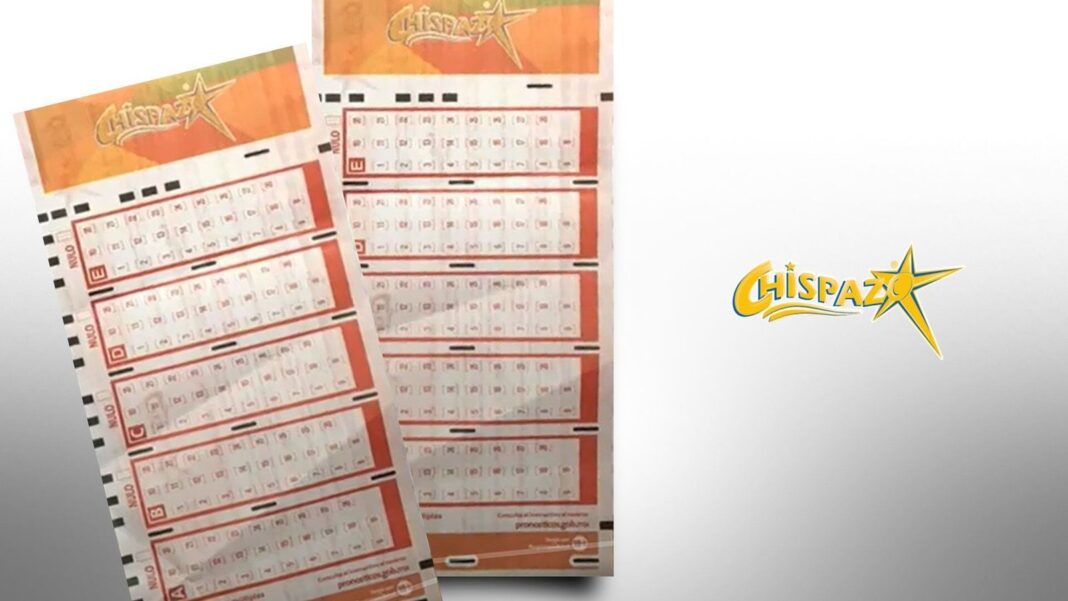 Boleto de la lotería Chispazo con números ganadores del sorteo del 6 de junio