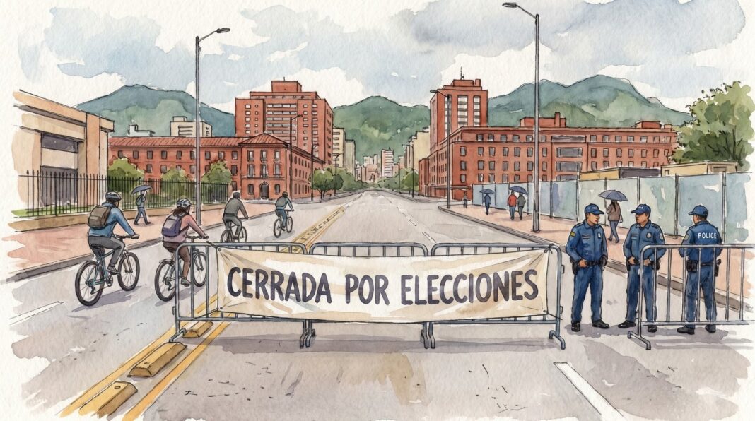 Ciclovía en Bogotá con vía vacía por suspensión electoral