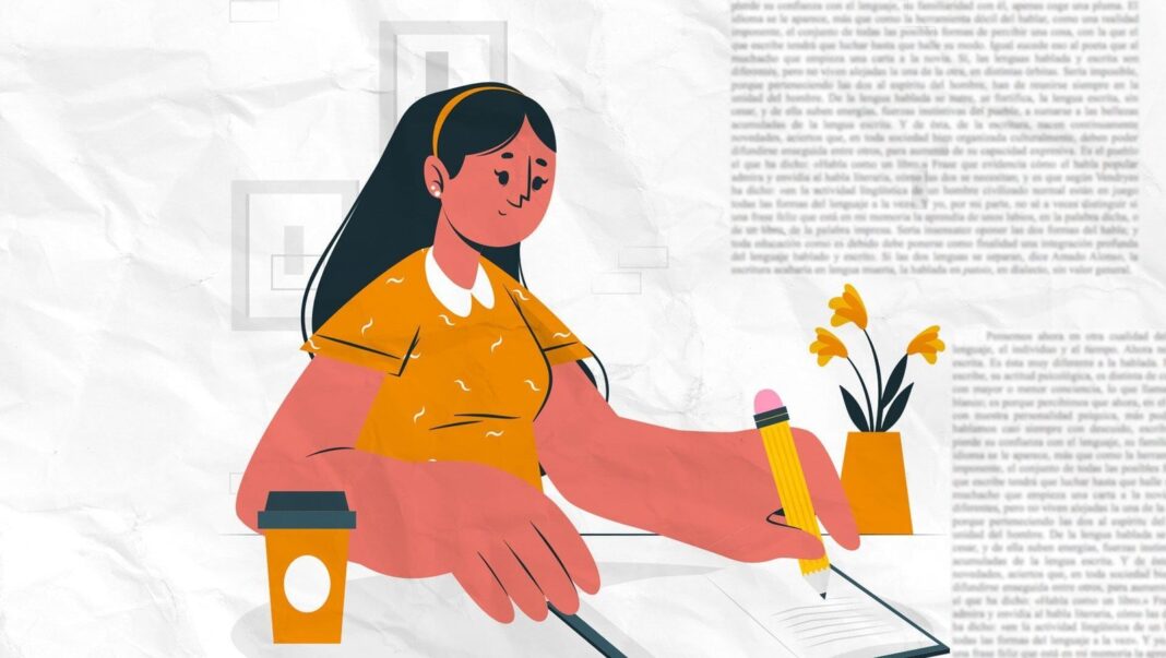 Ilustración de la palabra superviviente con tilde y fondo de diccionario
