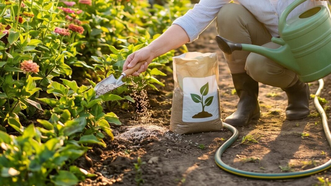 Persona regando plantas en maceta durante el verano