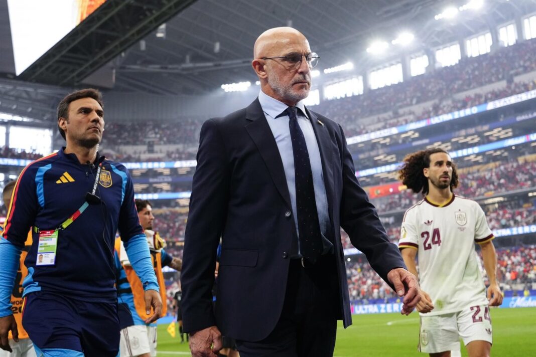 Luis de la Fuente durante una conferencia de prensa en el Mundial 2026