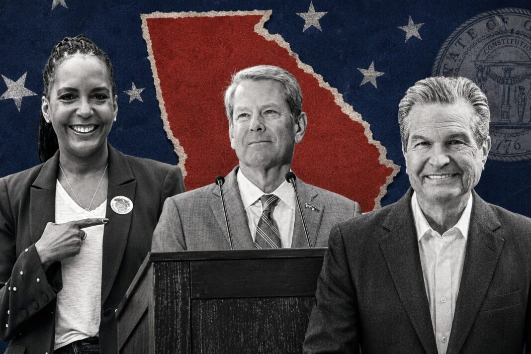 Keisha Lance Bottoms y Rick Jackson en un debate electoral