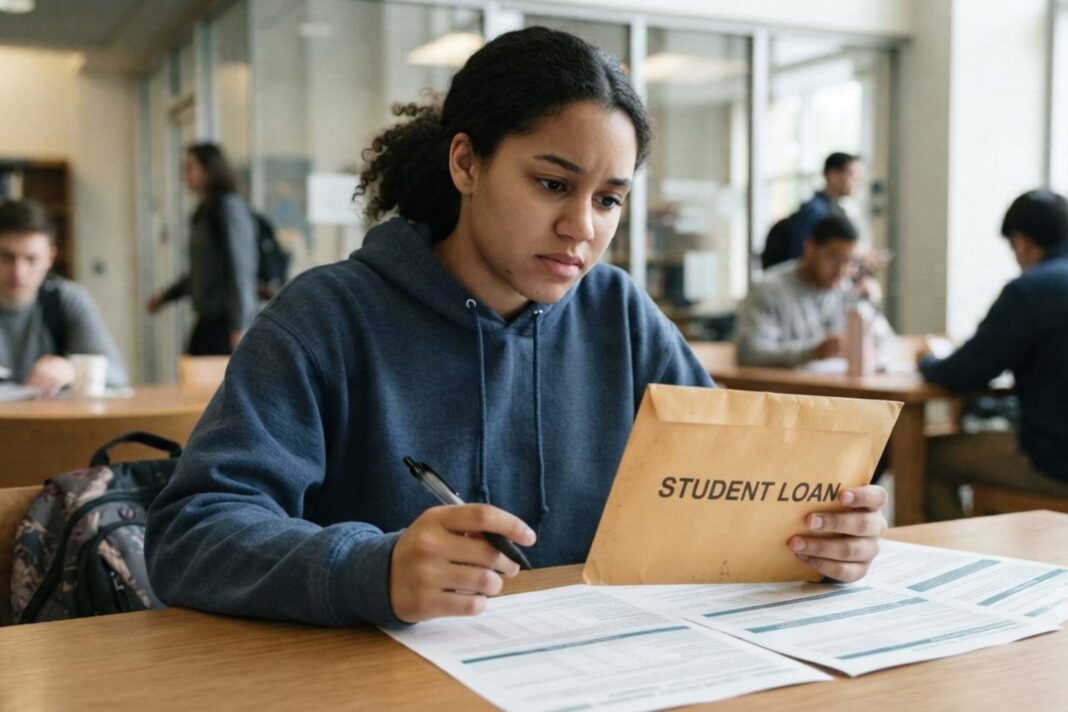 Estudiantes universitarios en campus estadounidense