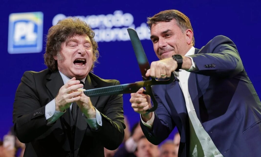 Presidente Javier Milei durante su discurso en la convención del Partido Liberal en San Pablo