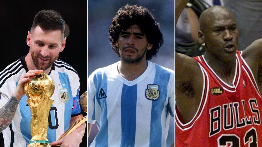 Michael Jordan, Diego Maradona y Lionel Messi