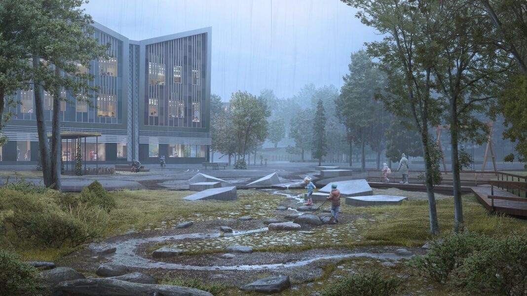 Parque Grønningen-Bispeparken en Copenhague con diseño de paisajismo esponja