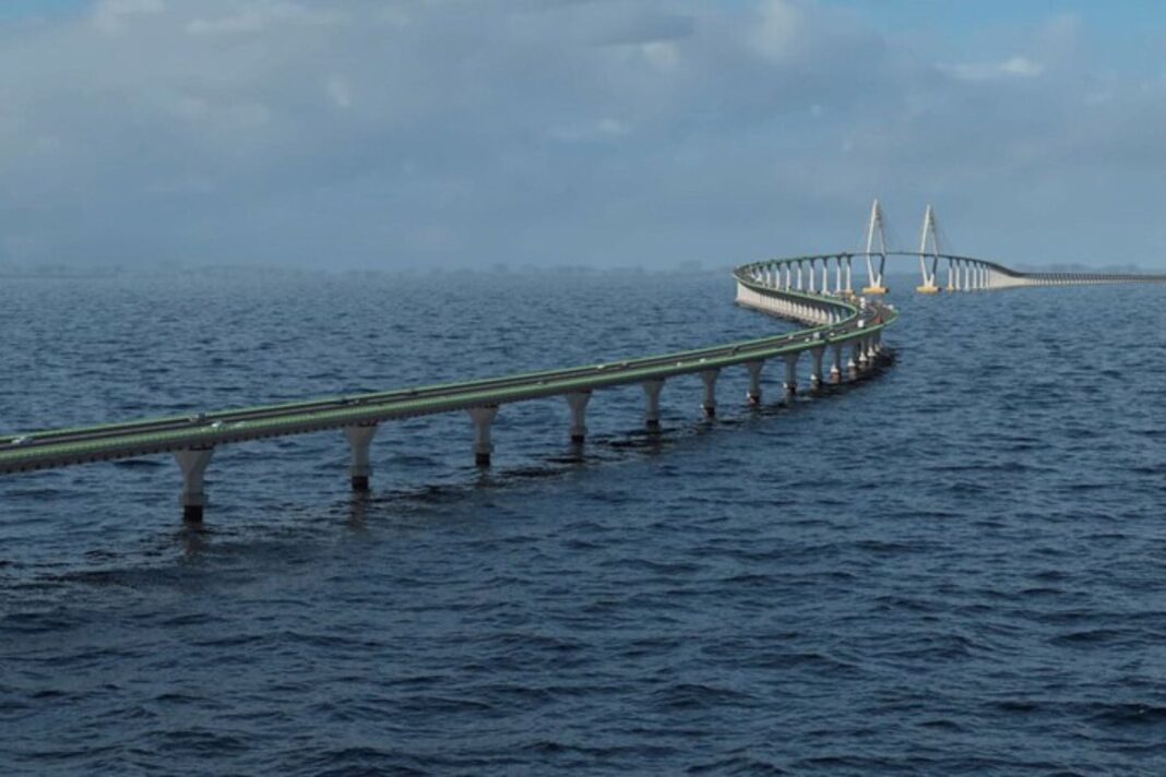 Ceremonia de inicio de obras del puente sobre la Bahía de Todos los Santos en Vera Cruz, Brasil