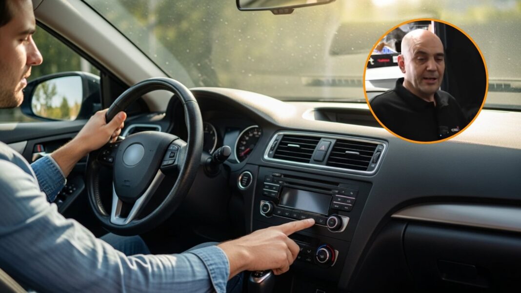 Tablero de un automóvil con los controles del aire acondicionado