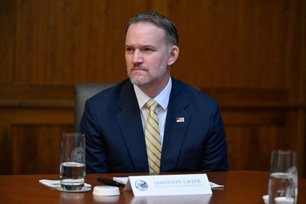Jamieson Greer, jefe de la representación comercial de Estados Unidos, durante una entrevista