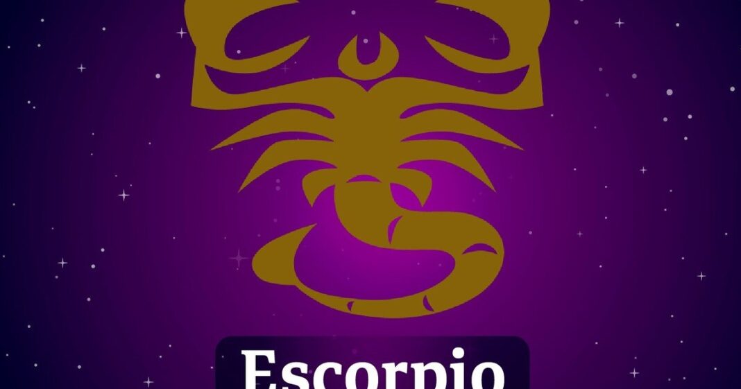 Símbolo del signo zodiacal Escorpio sobre fondo abstracto