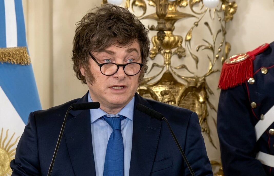 El presidente Javier Milei durante un acto oficial