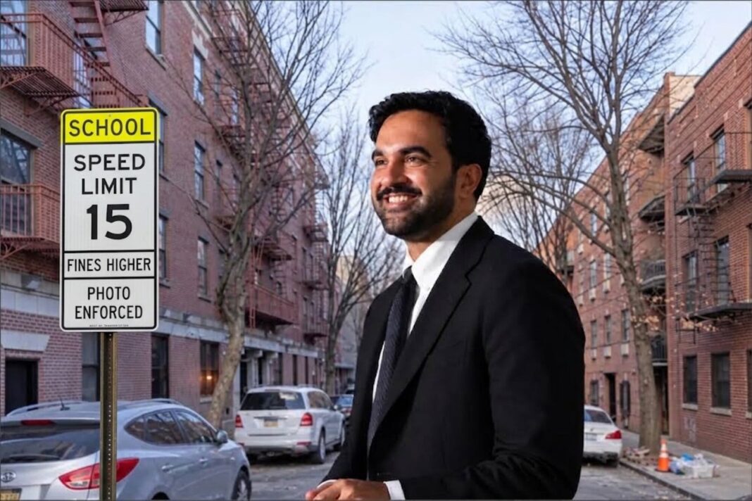 Zohran Mamdani, alcalde de Nueva York, durante la presentación del plan Vision Zero Reimagined