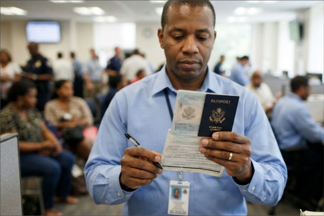 Pasaporte de Estados Unidos sobre una mesa