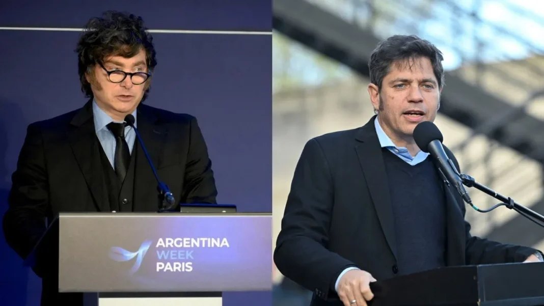 Gráfico de intención de voto para un eventual balotaje entre Javier Milei y Axel Kicillof en 2027