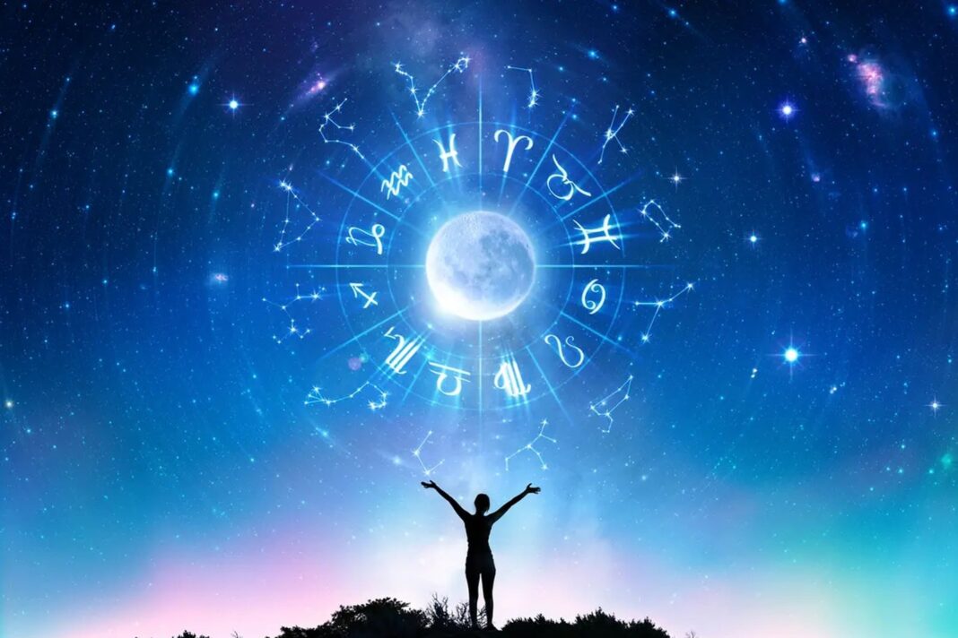 Representación gráfica de la Luna nueva en Libra y planetas en tránsito