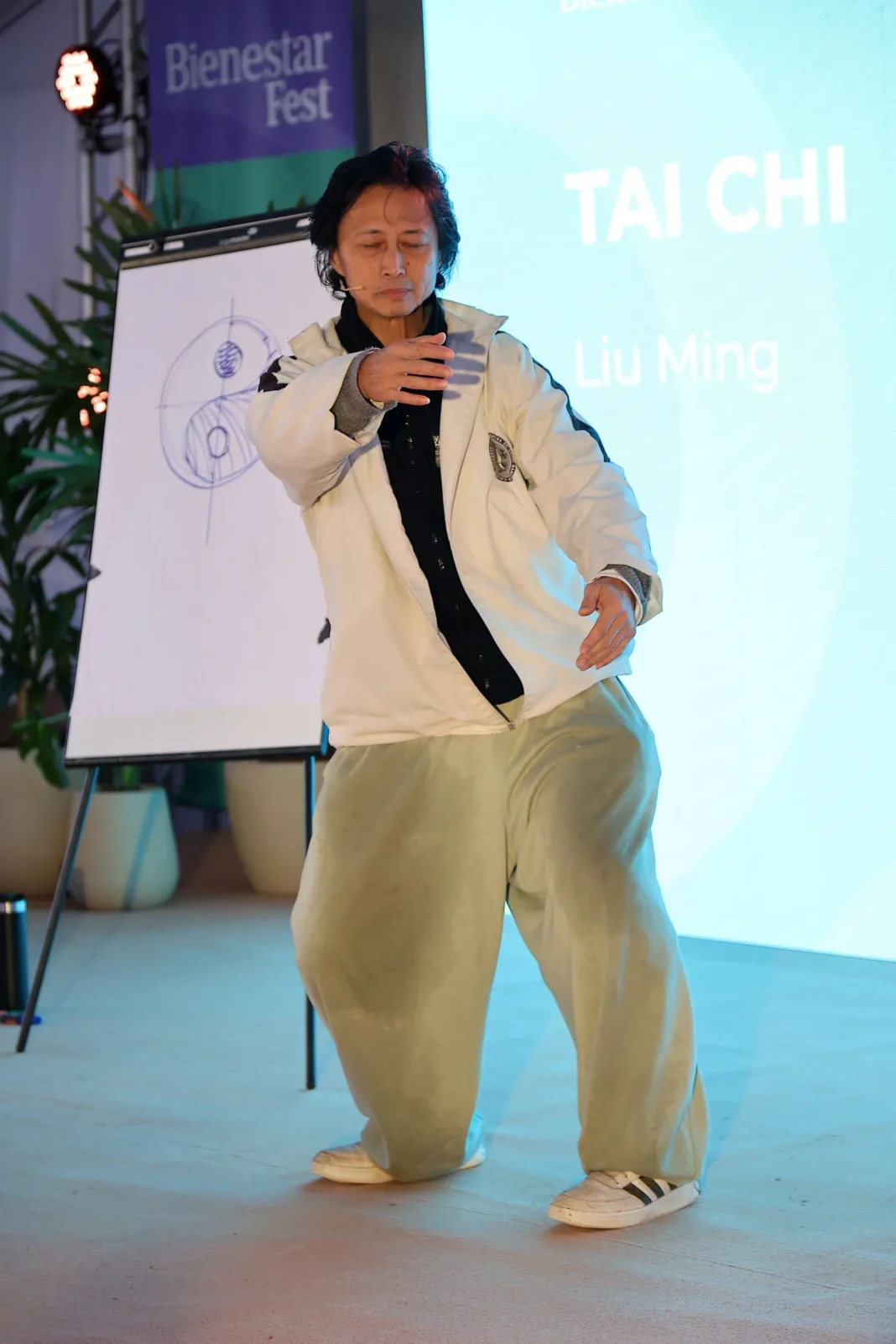 Maestro Liu Ming durante una demostración de taichí