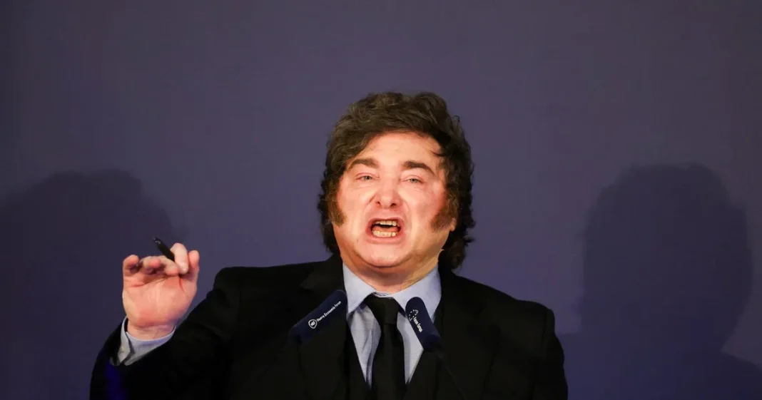 El presidente Javier Milei durante su discurso en el Nueva Economía Fórum 2026 en Madrid