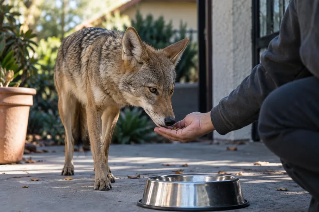 Imagen de un coyote en un vecindario de Los Ángeles